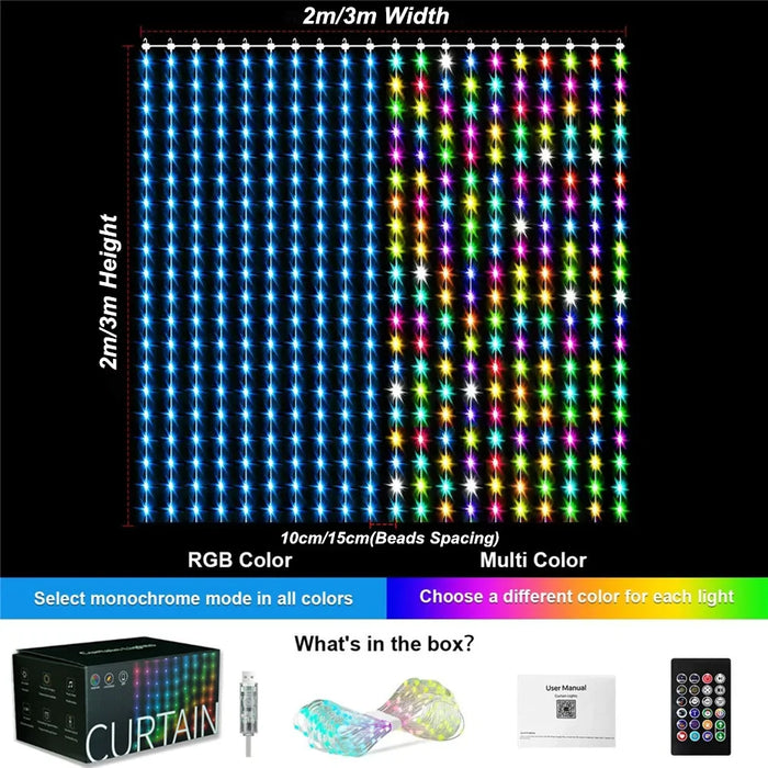 Smart LED Curtain Light – Multicolour & USB Powered