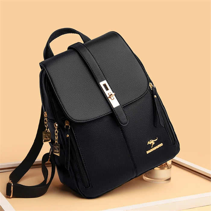 Women’s Leather Backpack – Fashionable White Shoulder Bag for Travel & School - Samanta Factory