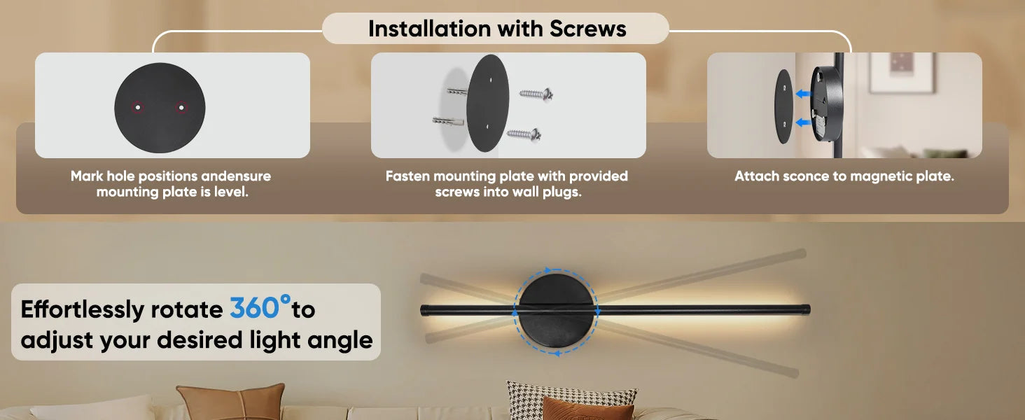 Wireless Rechargeable LED Wall Sconce – Dimmable Battery Operated Picture Light with Remote SF