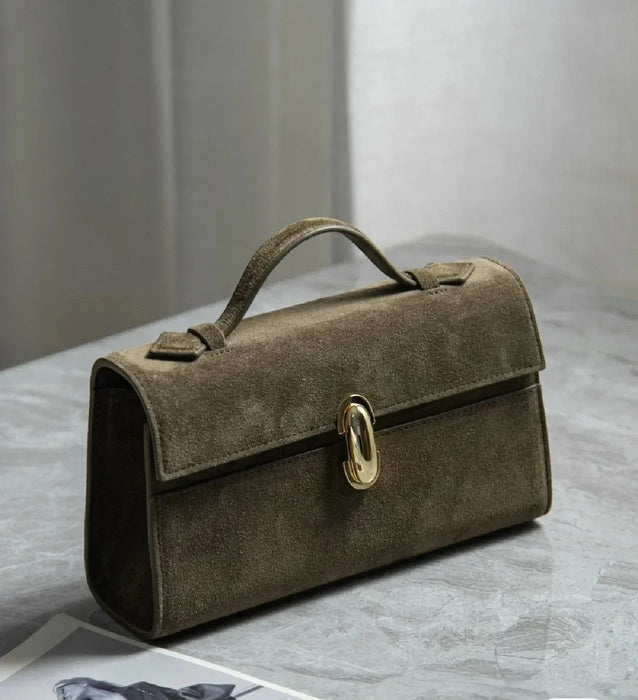 Women’s Leather Baguette Handbag – Minimalist Day Clutch