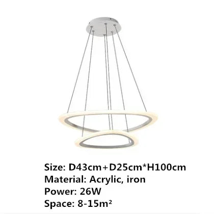Art Deco Pendant Light – White Acrylic & Iron Chandelier with Remote Control - Samanta Factory