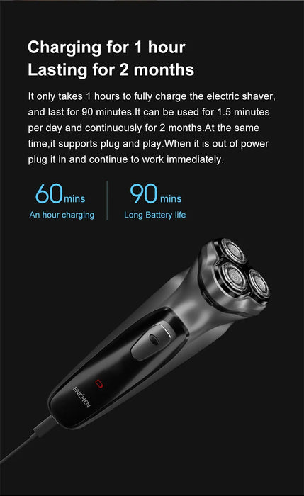 Electric Shaver for Men – 3D Floating Heads with Auto-Grinding Blades & Smart ESM System
