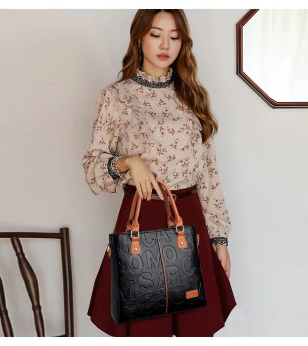 Women's Large Capacity PU Leather Tote Bag – Minimalist Urban Shoulder Bag SF