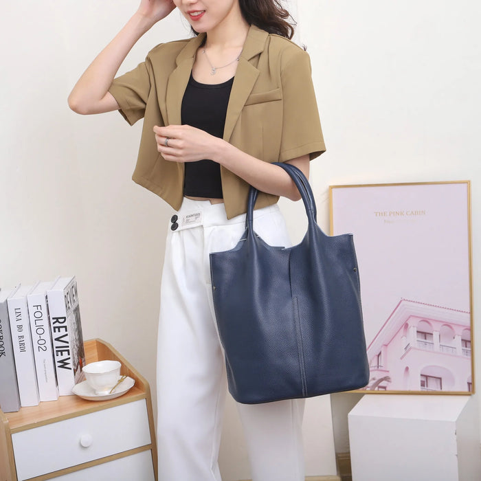 Bucket Bag – Soft Versatile Leather Shoulder Handbag for Women - Samanta Factory