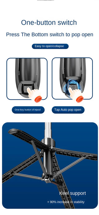 Bluetooth Selfie Stick Tripod – Lightweight 180cm Extendable with Remote for iOS & Android