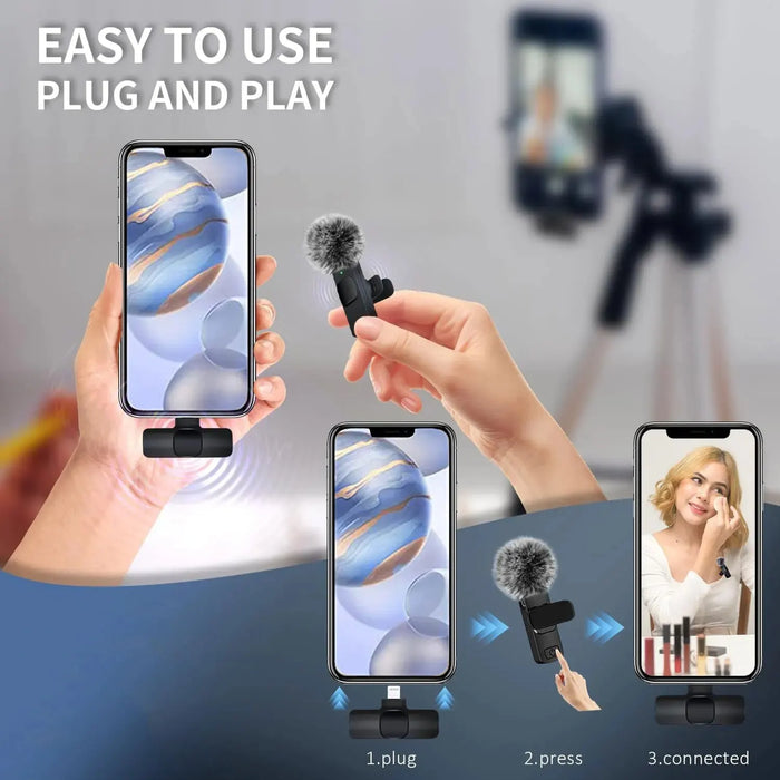 Xiaolo Wireless Lavalier Microphone – Plug & Play Mini Mic for iPhone, Android, Laptop - Samanta Factory