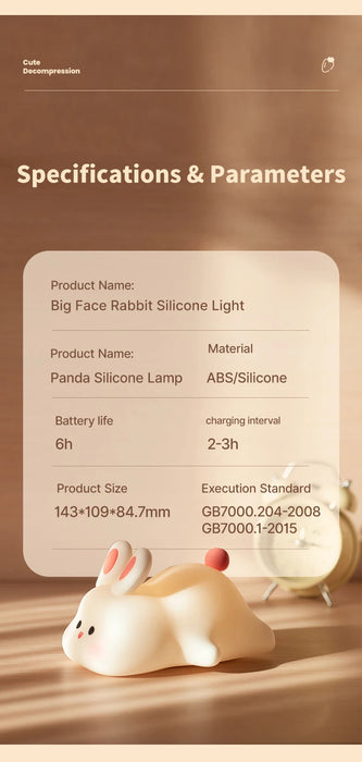 Cute Rabbit Night Light Silicone Lamp – Touch Sensor Soft LED Kids Sleep Light SF