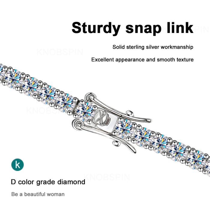 Premium 925 Sterling Silver Round-Cut Moissanite Bracelet for Women