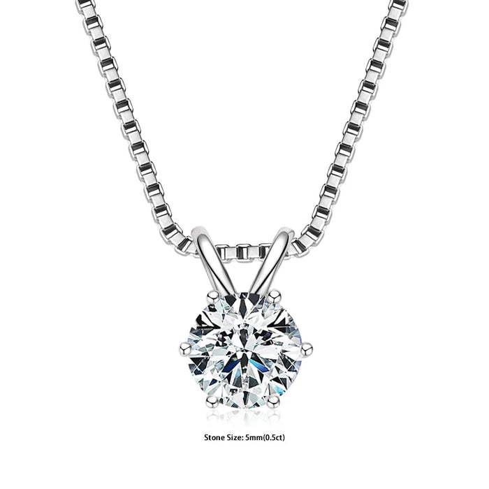Moissanite Pendant Necklace – D-Color Round Solitaire