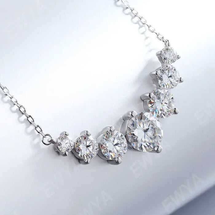 Moissanite Pendant Necklace – 7-Stone 925 Sterling Silver D-Color VVS1
