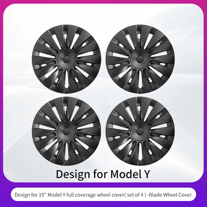 4PCS Wheel Cap Design For Tesla Model Y 2020-2024 19 Inch Right＆Left Hubcaps Cyclone Cover Wheel Cover Replacement Accessories - Samanta Factory