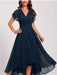 Chiffon A-Line Dress – Flowing Batwing Sleeves & Irregular Hem - Samanta Factory