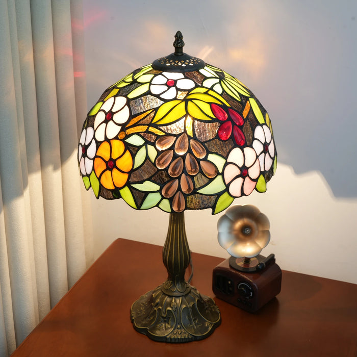 Tiffany Style Table Lamp – Handcrafted Stained Glass with Vintage Metal Base - Samanta Factory