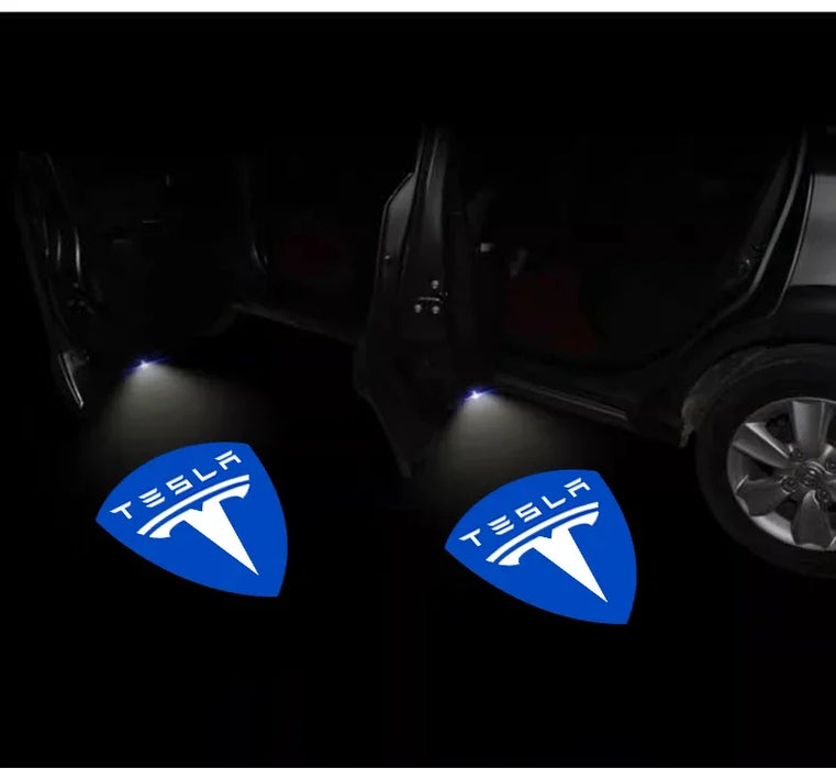 Tesla 2Pcs Car Door Projector Welcome Lights Accessories For Tesla Model 3 S X Y Cybertruck Roadster SpaceX Car Accessories - Samanta Factory