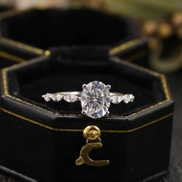 Moissanite Wedding Band – 2ct Oval Cut S925 Silver, Diamond-Tested