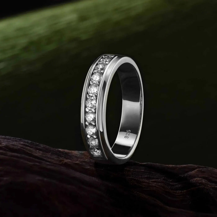 Men’s Moissanite Wedding Ring – D-Color VVS1 Sterling Silver SF