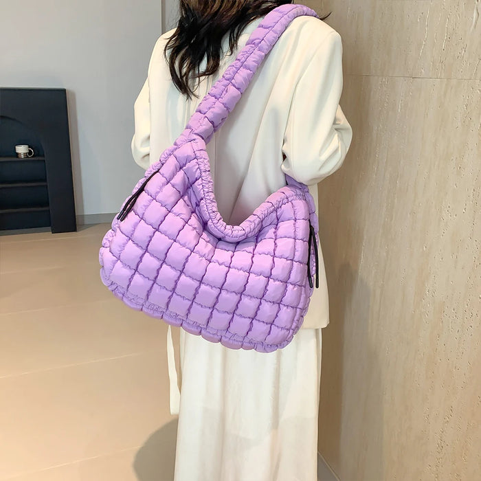 Women’s Puffer Shoulder Bag – Fashion Bubble Tote with Large Capacity