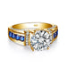 2ct Moissanite Ring – D Color VVS1 with Blue Sapphire Accent SF