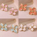 Colorful petal-shaped enamel stud earrings for women in stainless steel