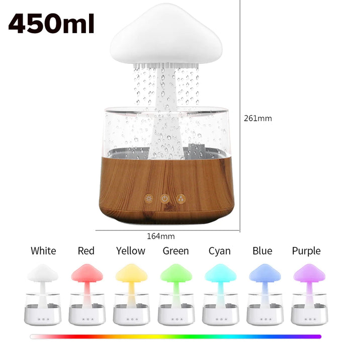 Mushroom Rain Cloud Humidifier – 7-Color LED & Aromatherapy Diffuser for Relaxation & Skin Hydration - Samanta Factory