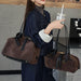 Women's Genuine Cowhide Leather Tote Bag – Large Capacity Suede Velvet Shoulder Handbag SF
