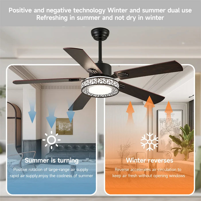 Smart Ceiling Fan with Light – Remote-Controlled Retractable Blades & Dimmable LED - Samanta Factory