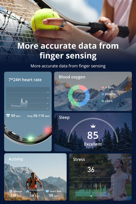 Smart Fitness Ring – Health Tracking with Sleep, Heart Rate & Gesture Control