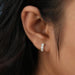 925 sterling silver moissanite hoop earrings with round cut stones in white and yellow gold finish