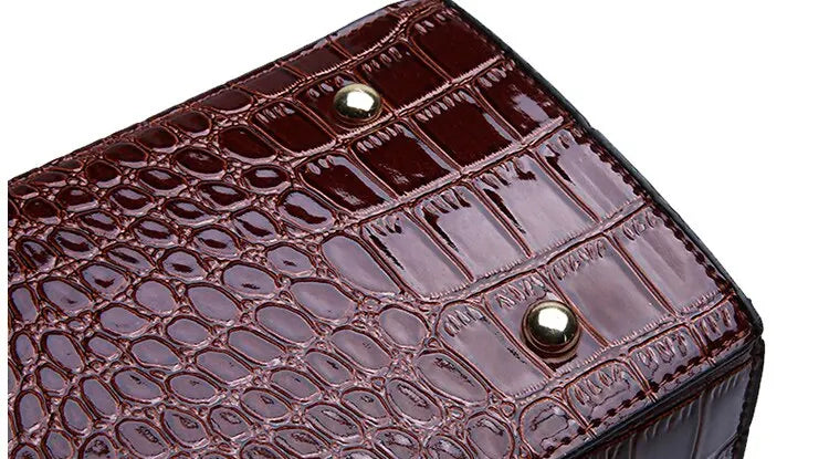 Luxury Crocodile Pattern Handbag – Large Capacity Vintage Women’s Leather Tote Shoulder Bag SF
