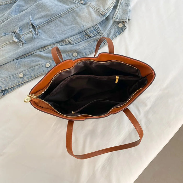 Luxurious Women’s Leather Shoulder Bag – Stylish Microfiber Synthetic Leather Casual Tote - Samanta Factory