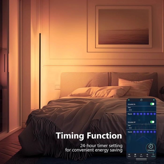 Modern RGBIC Smart Floor Lamp with 16M Colors, Music Sync & Remote App Control - Samanta Factory