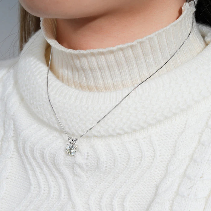 Moissanite Pendant Necklace – D-Color Round Solitaire