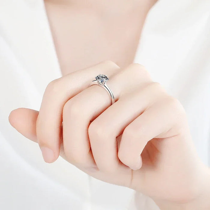 Moissanite Engagement Ring – D-Color VVS1 Sterling Silver