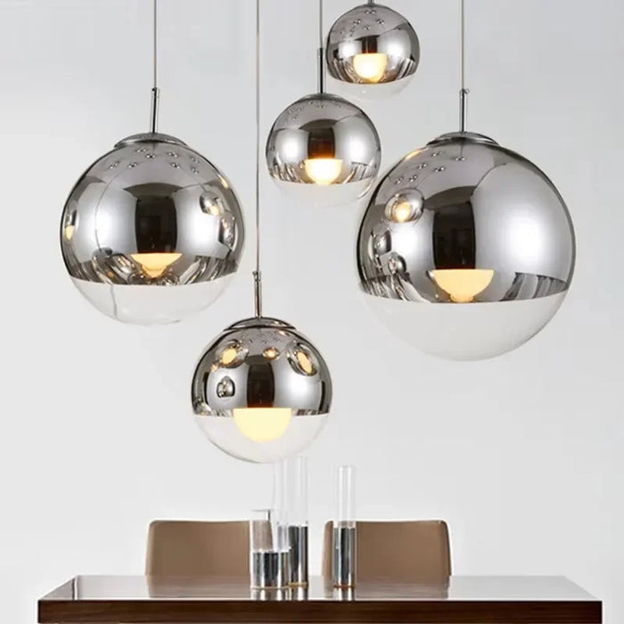 Glass Pendant Light – Mirror Finish with E27 LED Compatibility - Samanta Factory