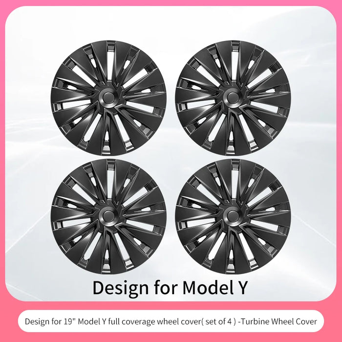 4PCS Wheel Cap Design For Tesla Model Y 2020-2024 19 Inch Right＆Left Hubcaps Cyclone Cover Wheel Cover Replacement Accessories - Samanta Factory