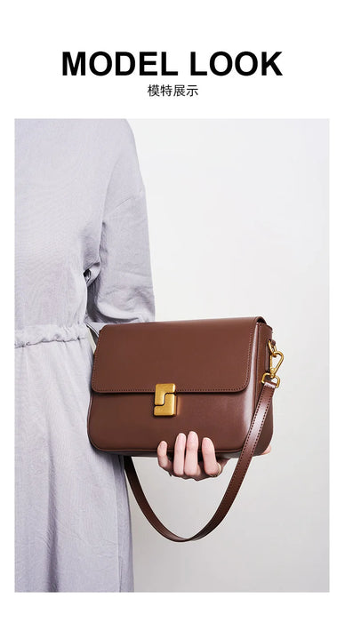 Split Leather Satchel Bag – Moderate Hardness for Women