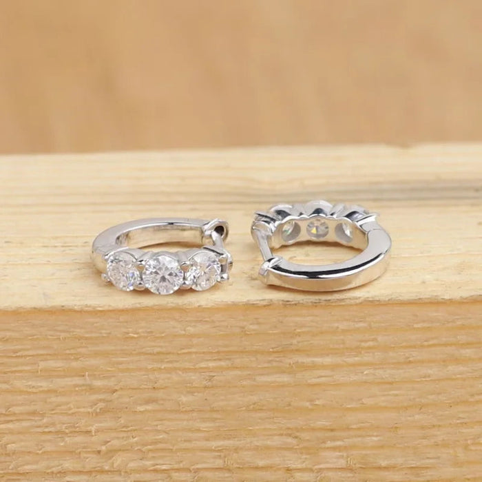 Moissanite Hoop Earrings – 925 Sterling Silver D/VVS1 Diamond-Like Sparkle SF