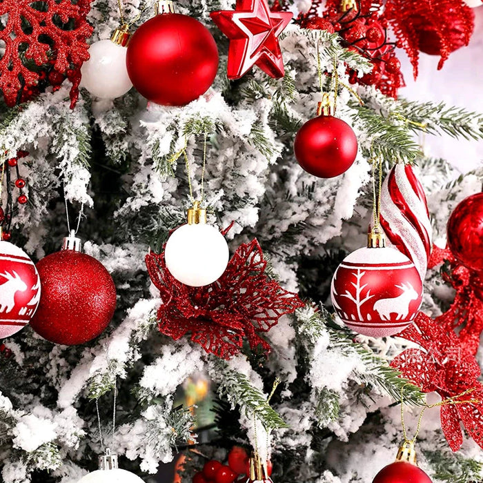 Christmas Pendant Plastic Ball with star – Shatterproof Hanging Tree Ornaments