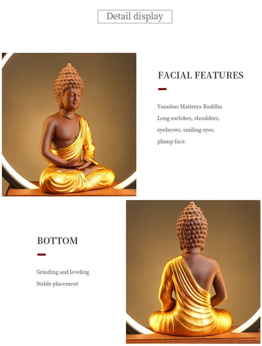 Ceramic Sakyamuni Buddha Incense Burner with LED Light - Samanta Factory