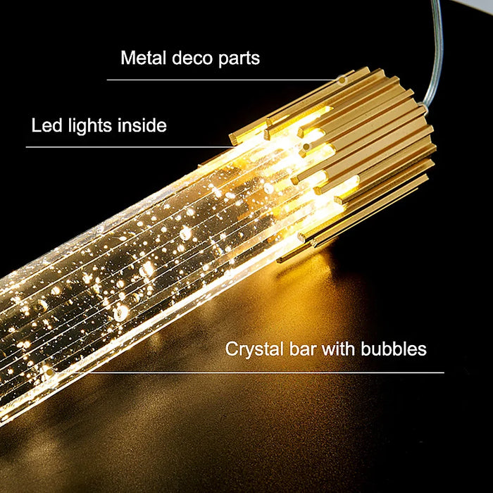 Modern Black & Gold LED Pendant Light – Crystal Rod Design for Ambient Lighting - Samanta Factory