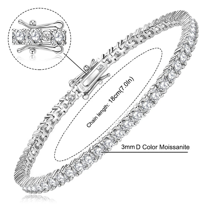 Moissanite Tennis Bracelet – 925 Sterling Silver with Certificate - Samanta Factory