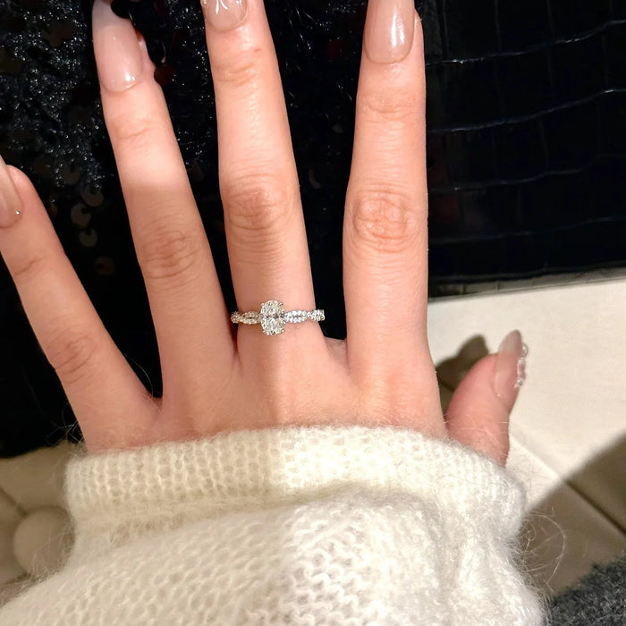 Moissanite Fashion Ring – Platinum-Plated Sparkle for Women