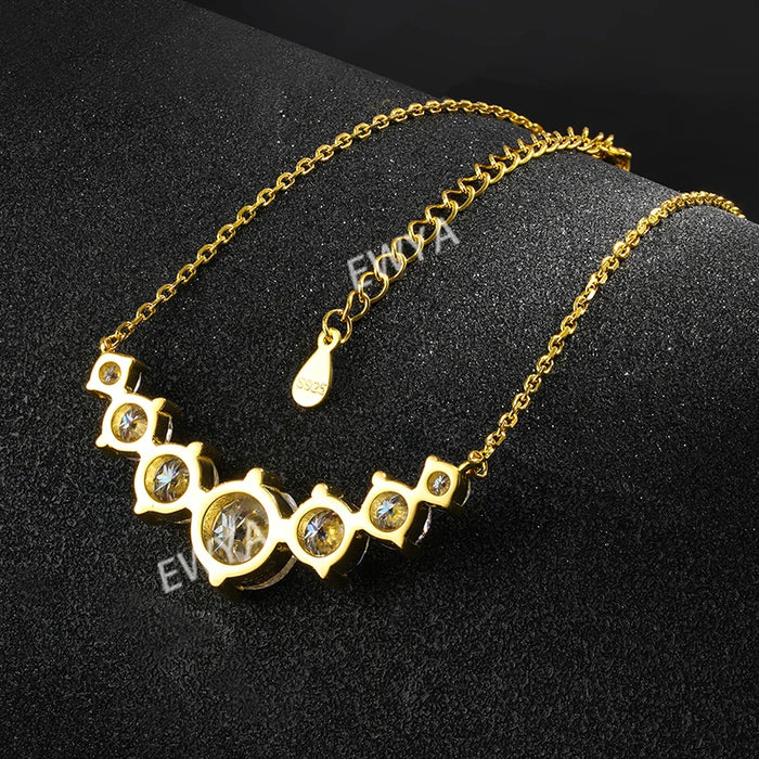 Moissanite Pendant Necklace – 7-Stone 925 Sterling Silver D-Color VVS1