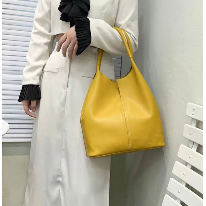 Bucket Bag – Soft Versatile Leather Shoulder Handbag for Women - Samanta Factory