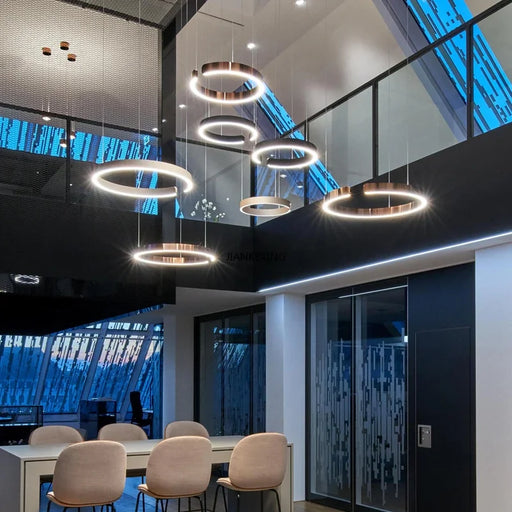 Modern C Ring Nordic Pendant Light – Dimmable LED Suspension Lamp in Black, Gold, and Rose Gold
