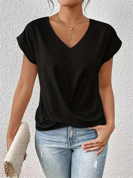 V-Neck Blouse - Casual Elegance for Office & Summer Days - Samanta Factory