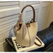 PU Leather Knitted Bucket Bag – Soft Casual Messenger Handbag for Women - Samanta Factory