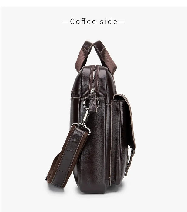 Leather Business Briefcase – 15-Inch Professional Work Bag for Men SF