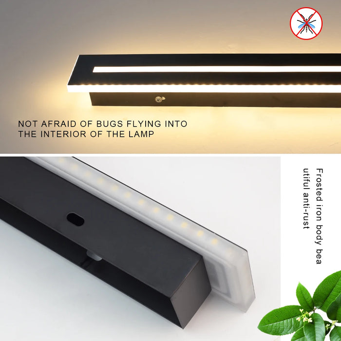 Waterproof LED Wall Sconce – IP65 Long Outdoor Light for Garden & Exterior Decor