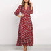 Women’s V-Neck Floral Maxi Dress – High-Waist Slit for Effortless Boho Chic - Samanta Factory